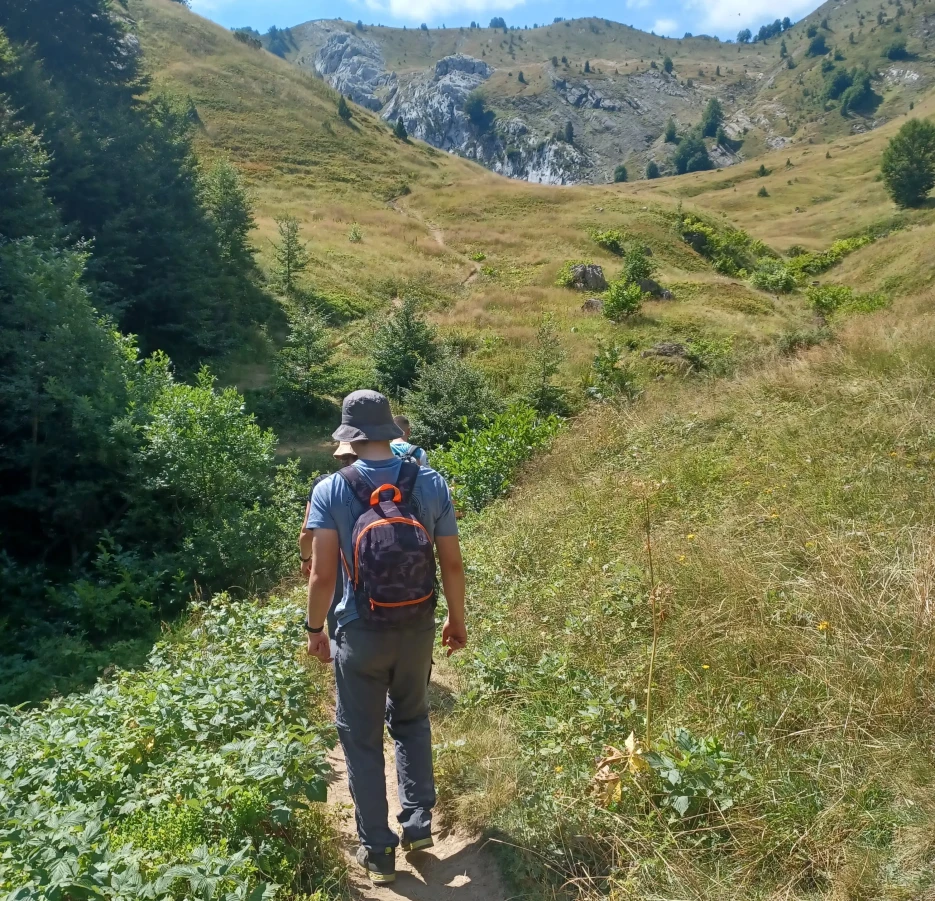Boy hiking in Montenegro