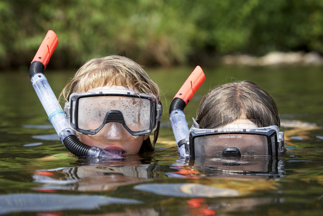 Siblings snorkelling in Croatia