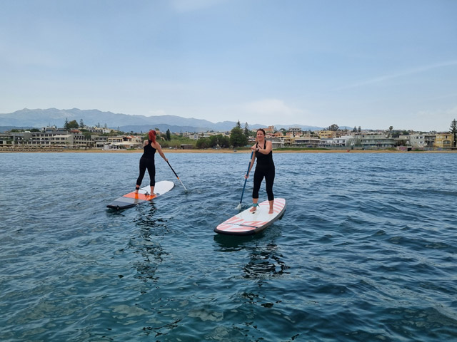 Stand-up paddleboarding in Crete, Greece