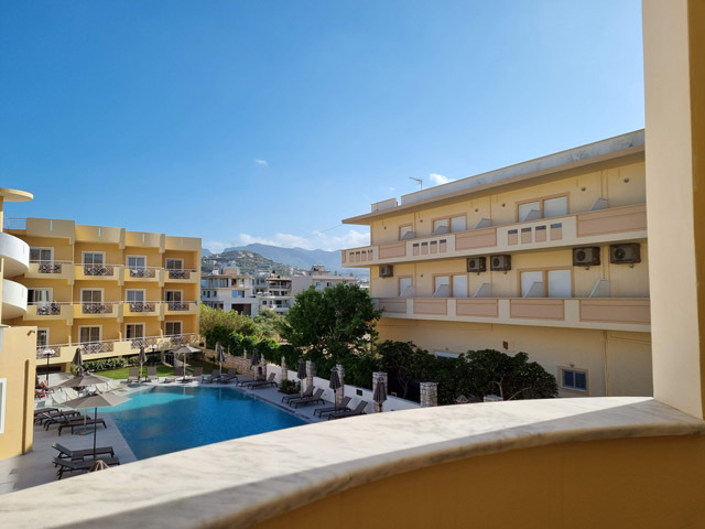 Swimming pool at Sunny Bay Hotel in Crete, Greece.