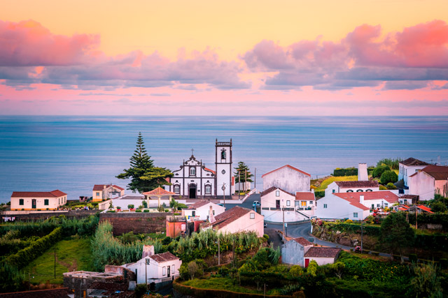 Sunrise over Sao Miguel Island in the Azores