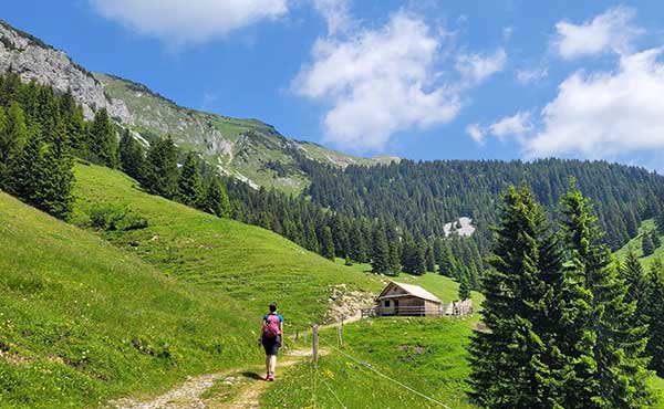View on the walk to Sija mountain hut in Slovenia