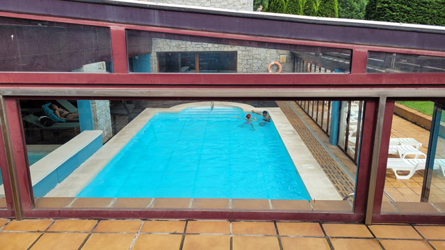 Swimming pool in the Pyrenees, Spain.