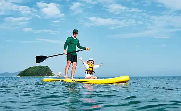 Father & son on a paddleboard