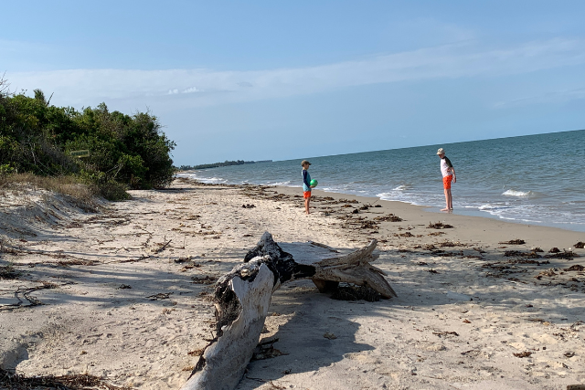 The Siddon family on a beach in Zanzibar, Tanzania.