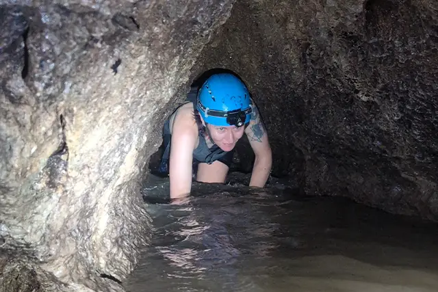 Wading through Venado Caves in Costa Rica