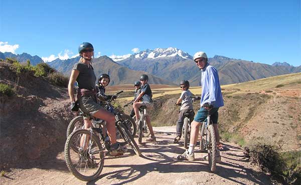 Cycling with a view of the Andes, Peru