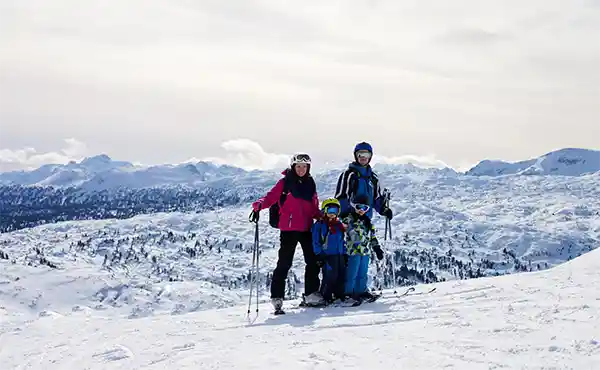 Family skiing in Europe