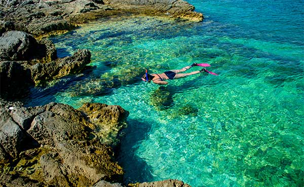 Girl snorkelling in Croatia