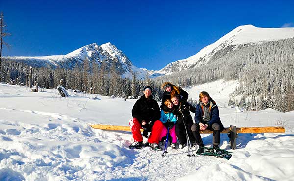 Family snowshoeing in Slovakia