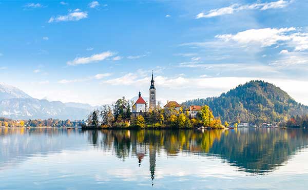 Panorama of Lake Bled in Slovenia