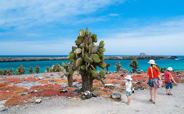 Family on holiday in the Galapagos Islands
